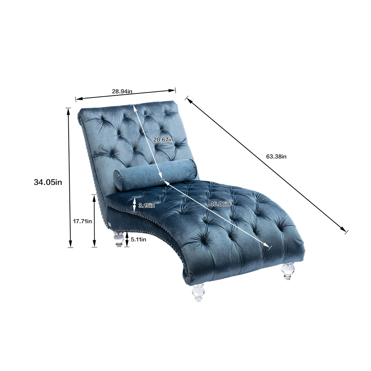 Light Blue Velvet Accent Sofa with Lumbar Pillow X86499