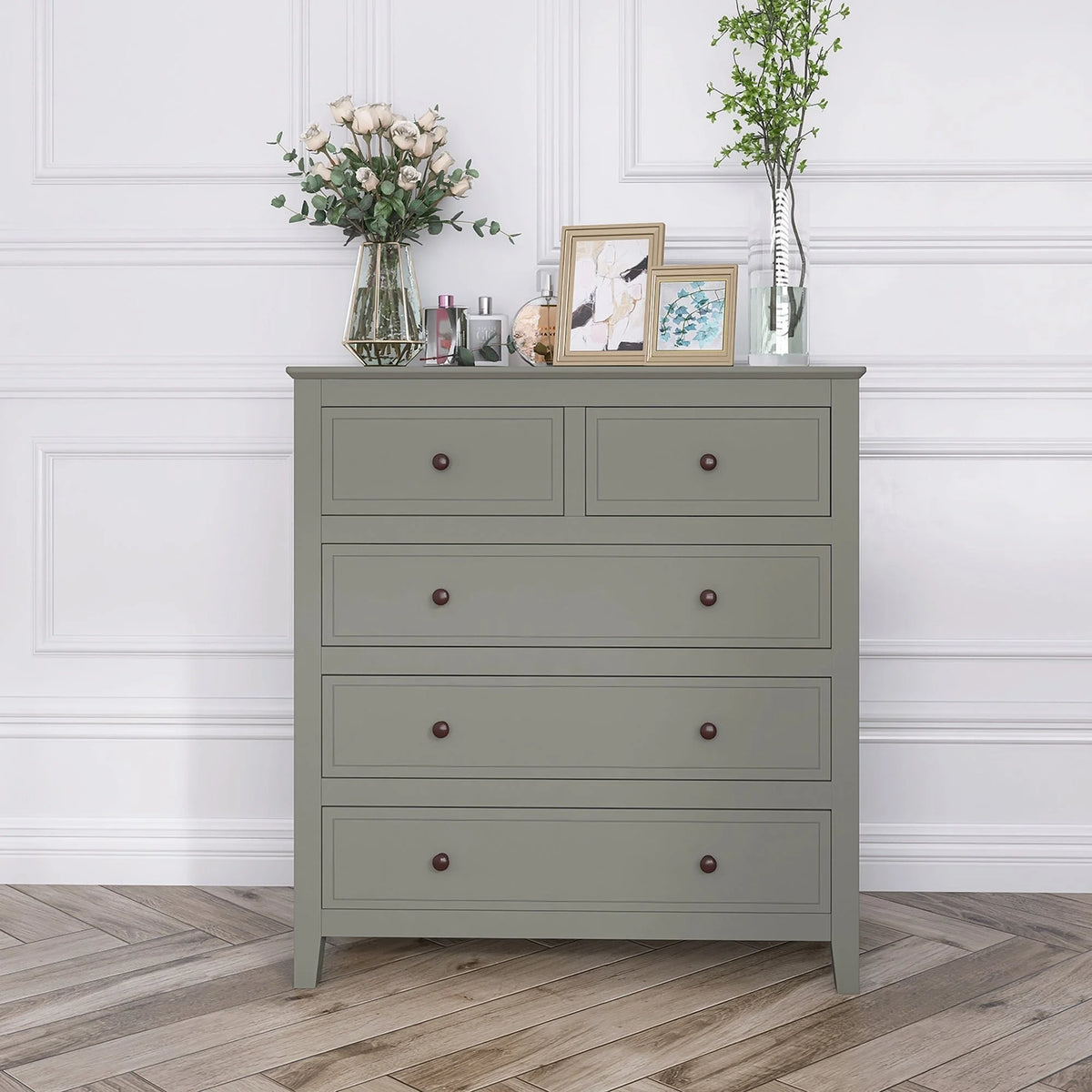 Solid Wood Chest Grey A876