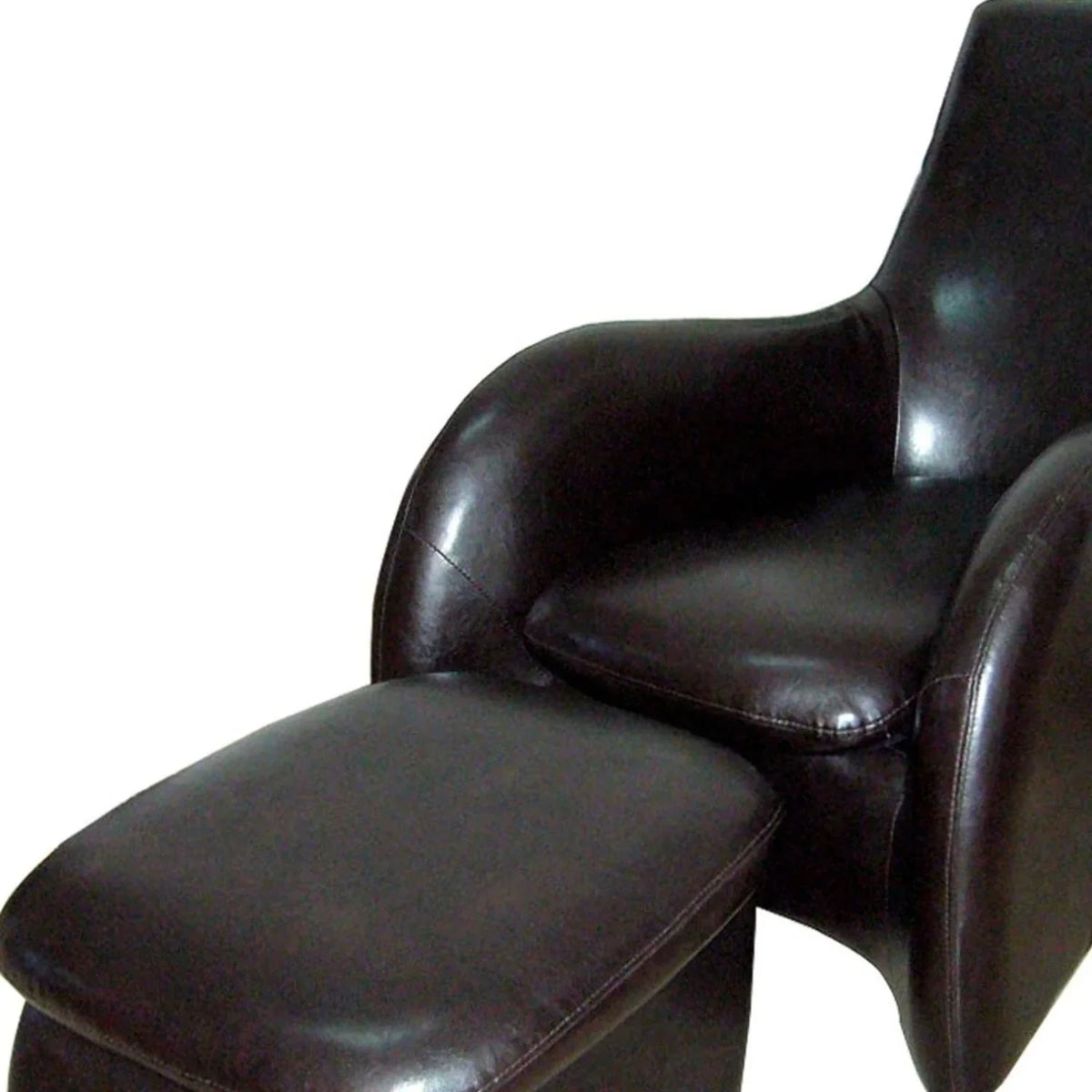 Brown Leather Armchair with Ottoman A878