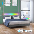 Full Size Grey Platform Bed Frame with LED Headboard L5008