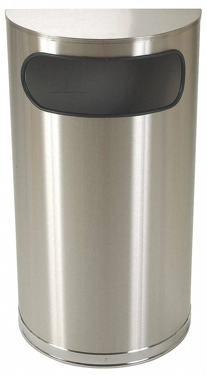 Half Round 9 Gal Silver Wastebasket P303
