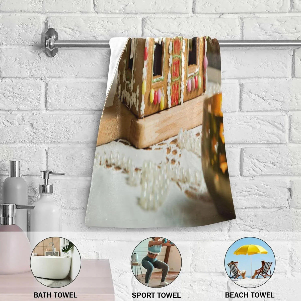 Gingerbread House Hand Towels 2 Pack, Ultra Soft Highly Absorbent Decorative Fingertip Face Towel 28x15in I774