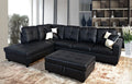 Black Left Facing Faux Leather Sectional Sofa with Ottoman G6599