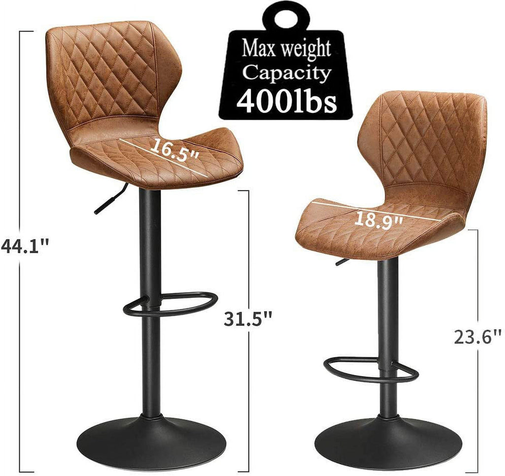 Set of 2 Adjustable PU Leather Bar Stools M814009