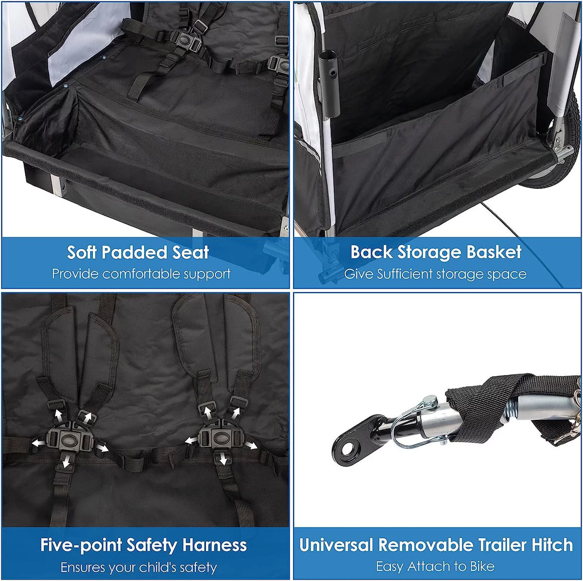 2-in-1 Bike Trailer for Kids 2 Seat A1730