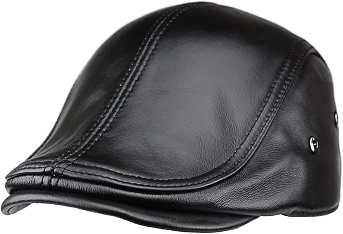 Genuine Leather Newsboy Hat J1903