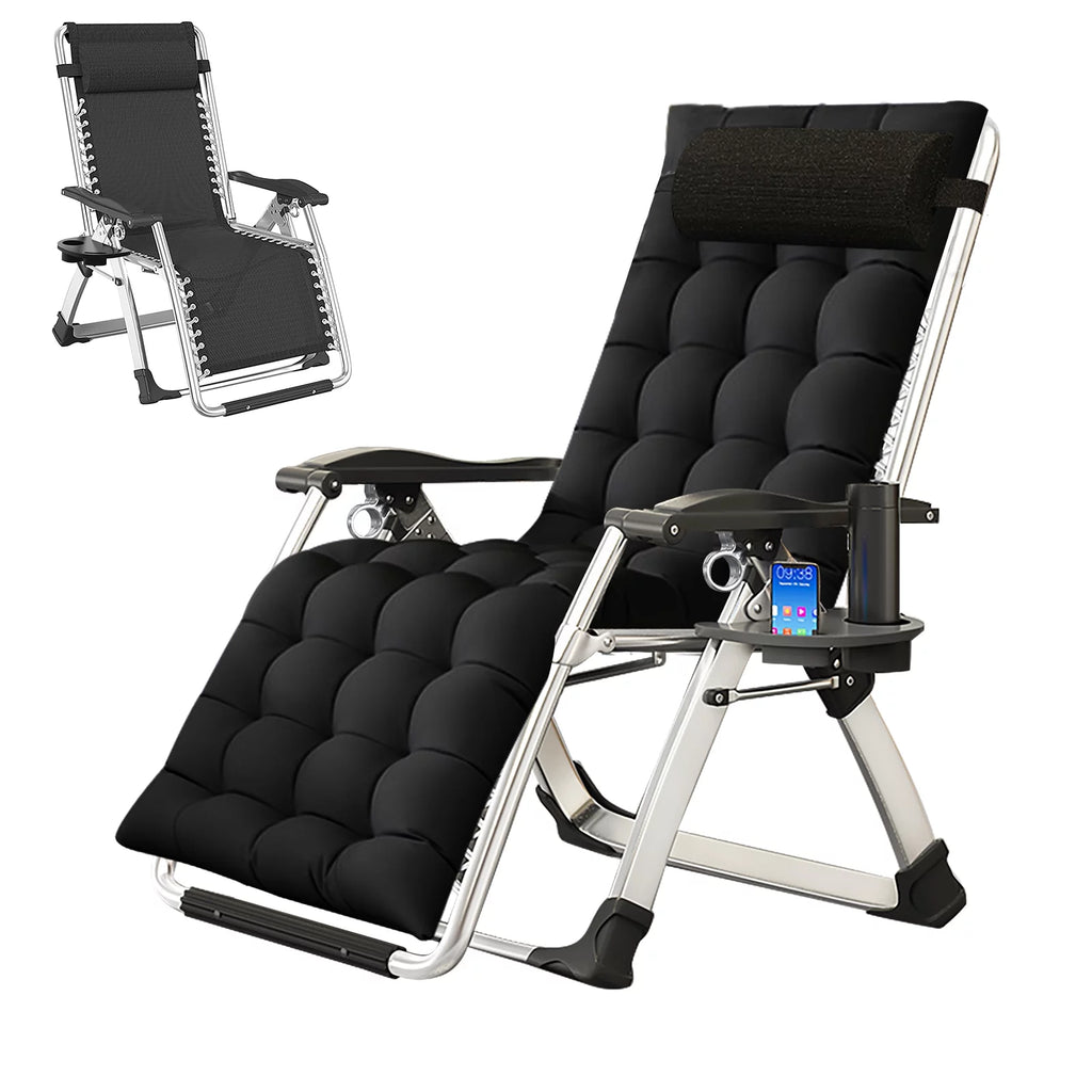 Zero Gravity Folding Lounge Chair with Cushion, Cup Holder, Pillow Y4330