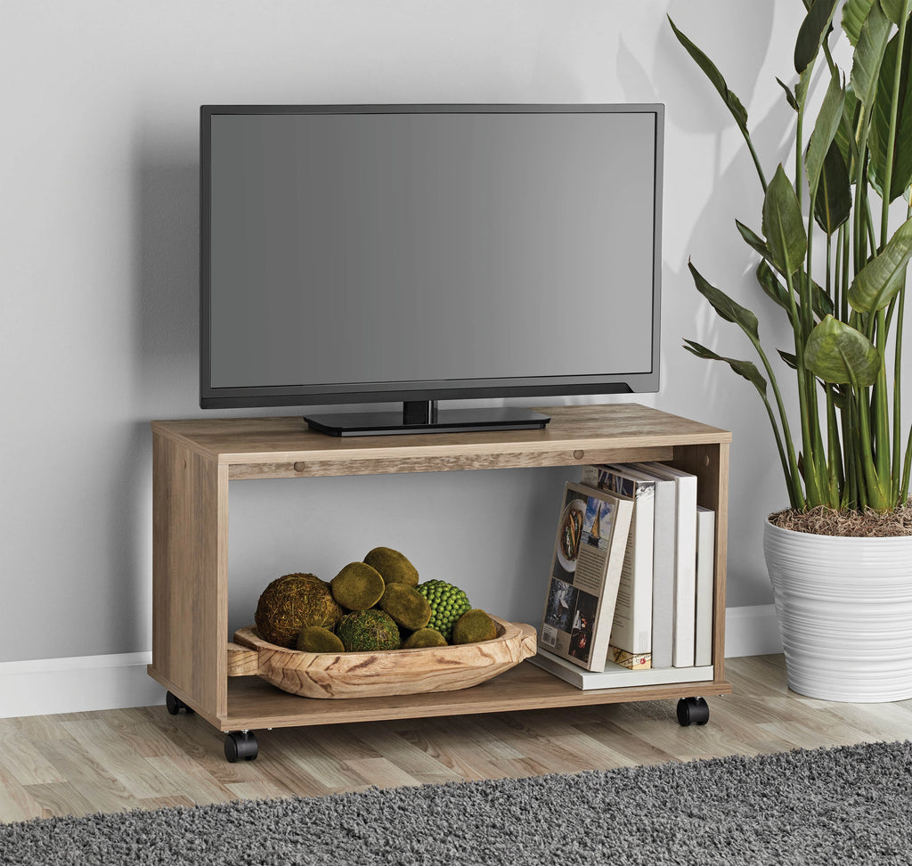 Rustic Weathered Oak Finish TV Cart V4487