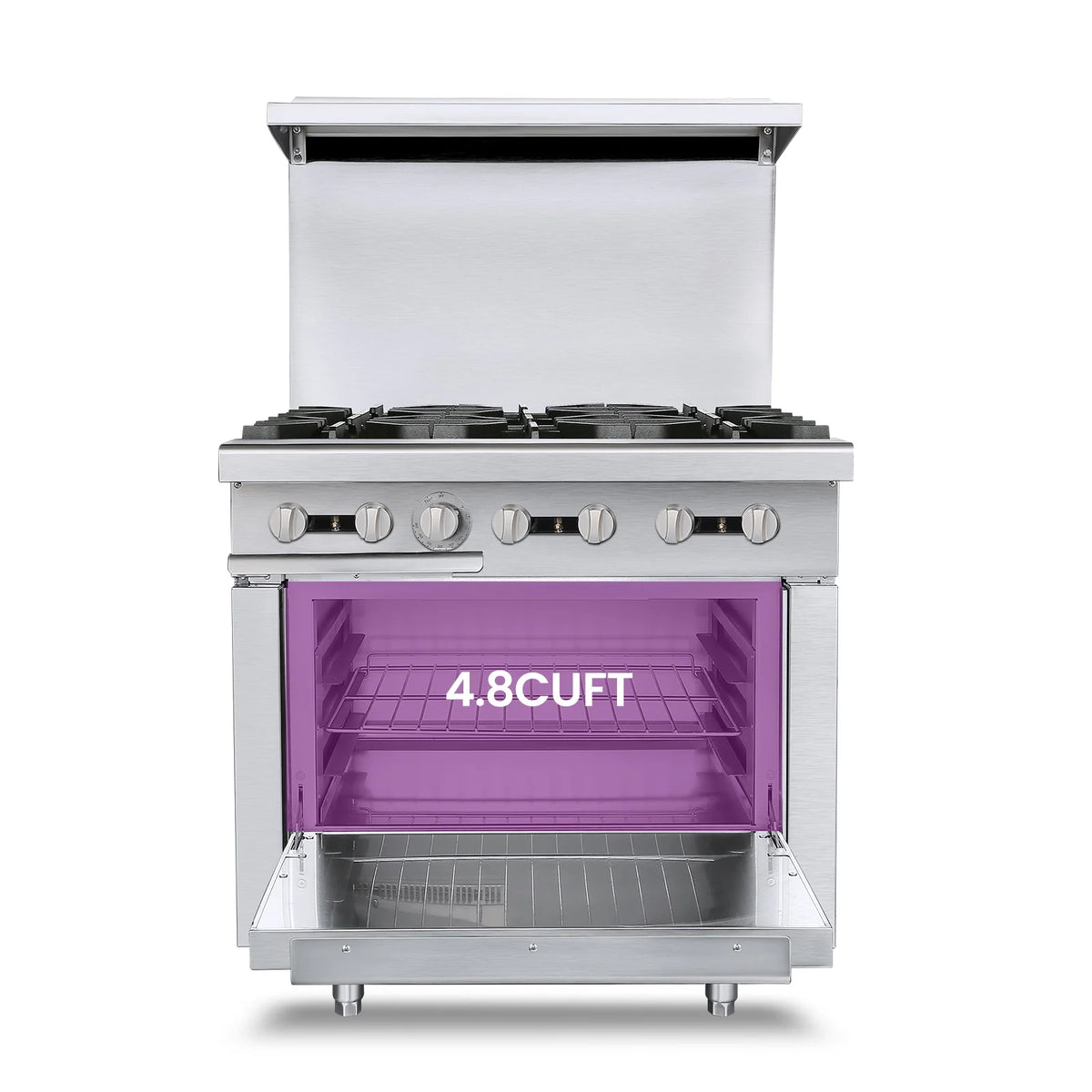 36 Commercial Gas Range Stove with 6 Burner 4.8 Cu.Ft Oven W234