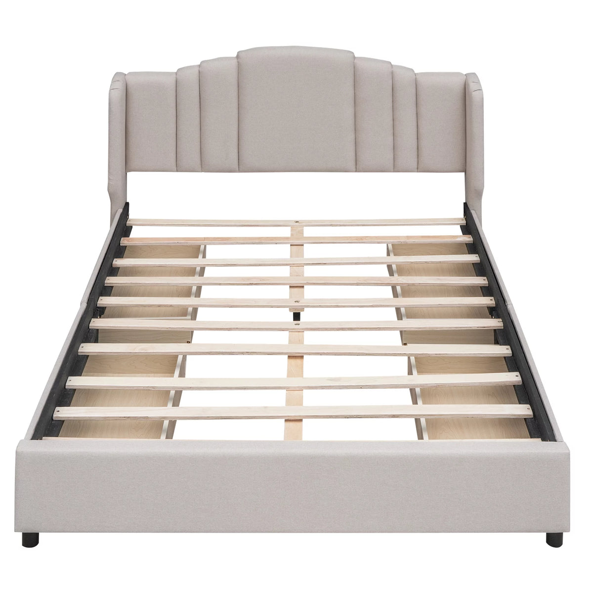 Beige Linen Queen Size Upholstered Platform Bed with 4 Drawers B276898
