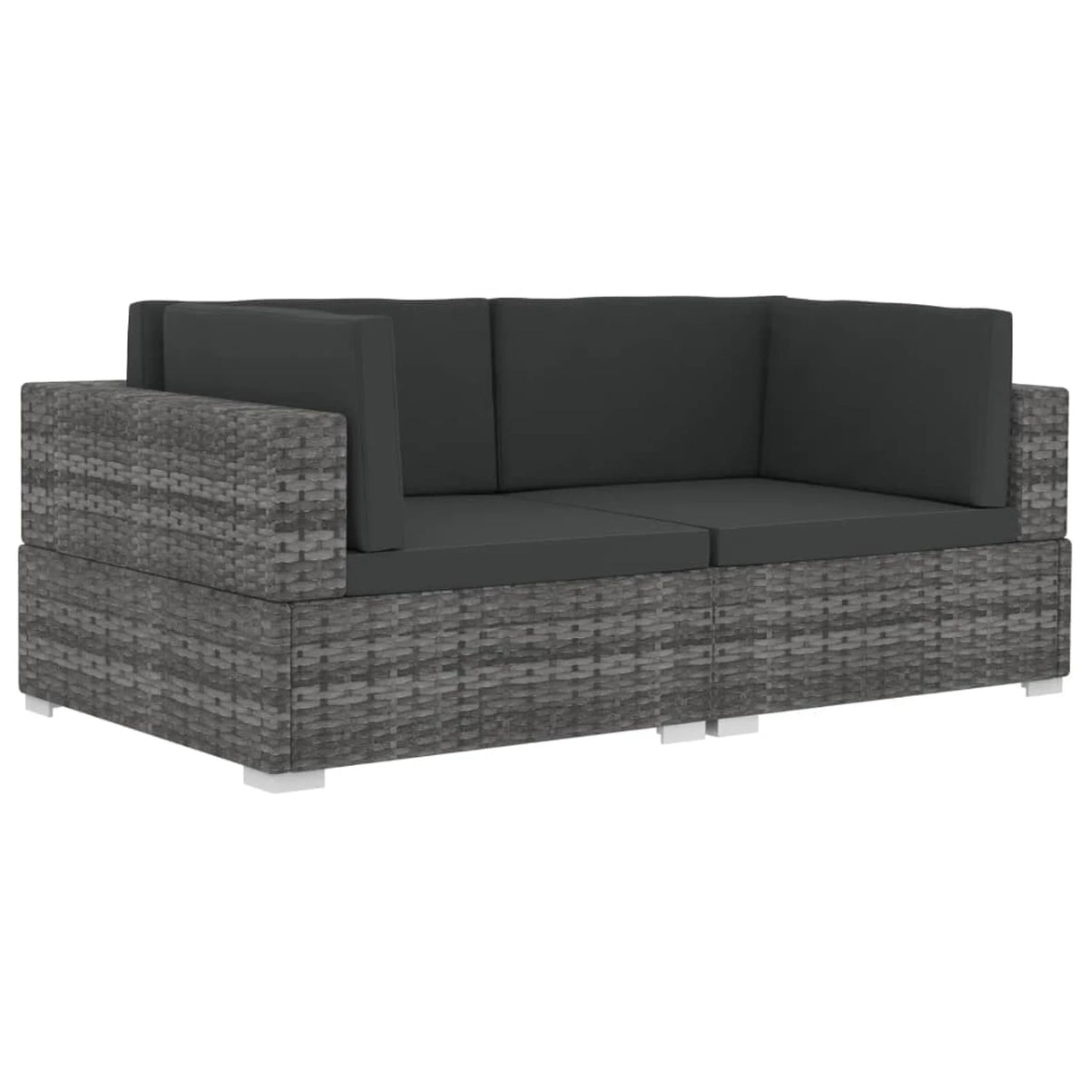 2 Piece Gray Poly Rattan Patio Sofa Set with Cushions E380307