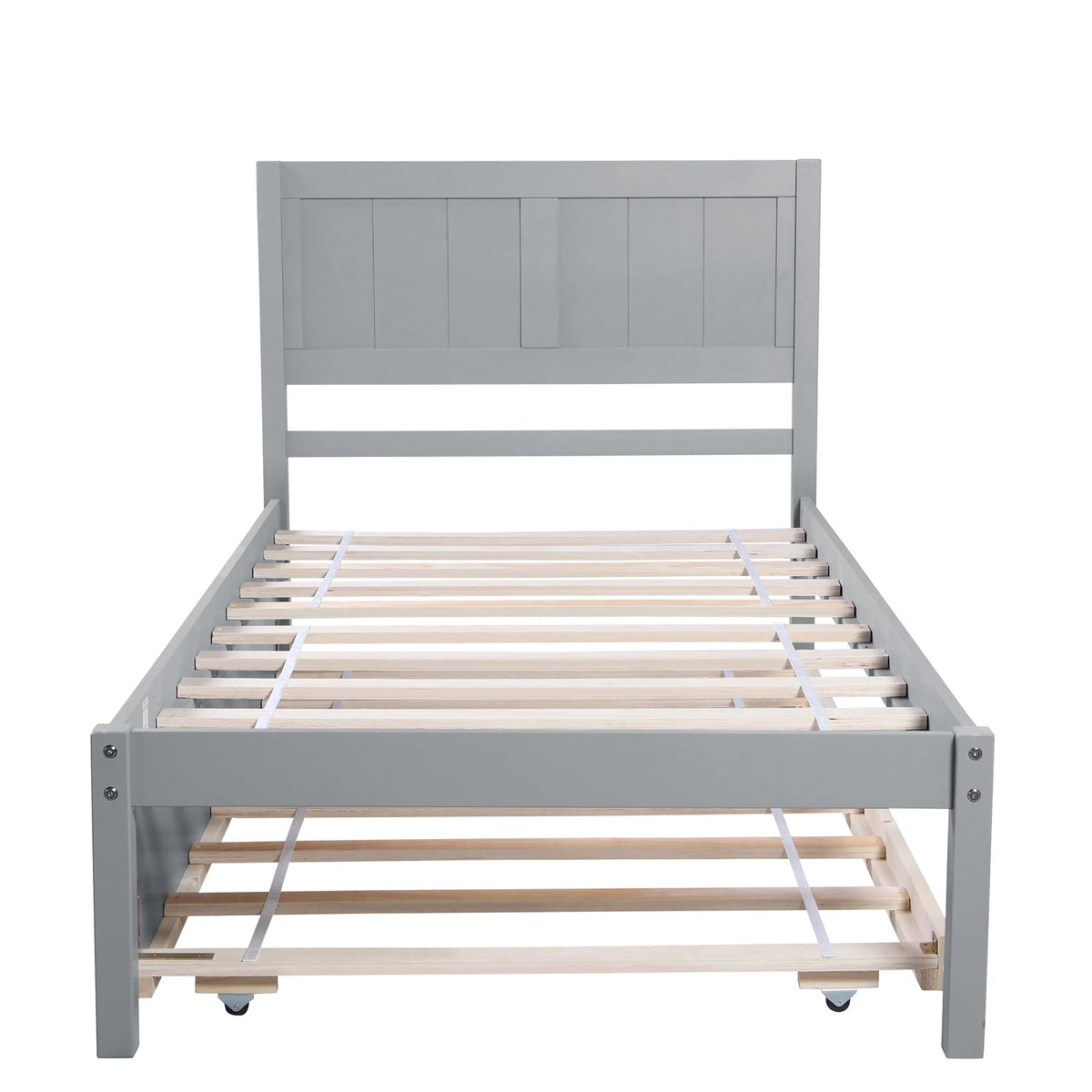 Twin Size Wood Platform Bed with Trundle Q47976