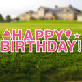 Pink Yard Signs with Stakes, 18in Tall Letters, Includes Bonus Star Cupcake and Balloon B6959