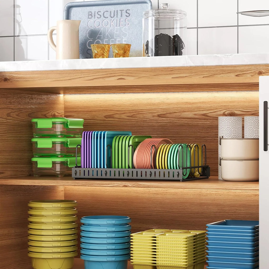Adjustable 6 Compartment Metal Storage Container Lid Holder B692722