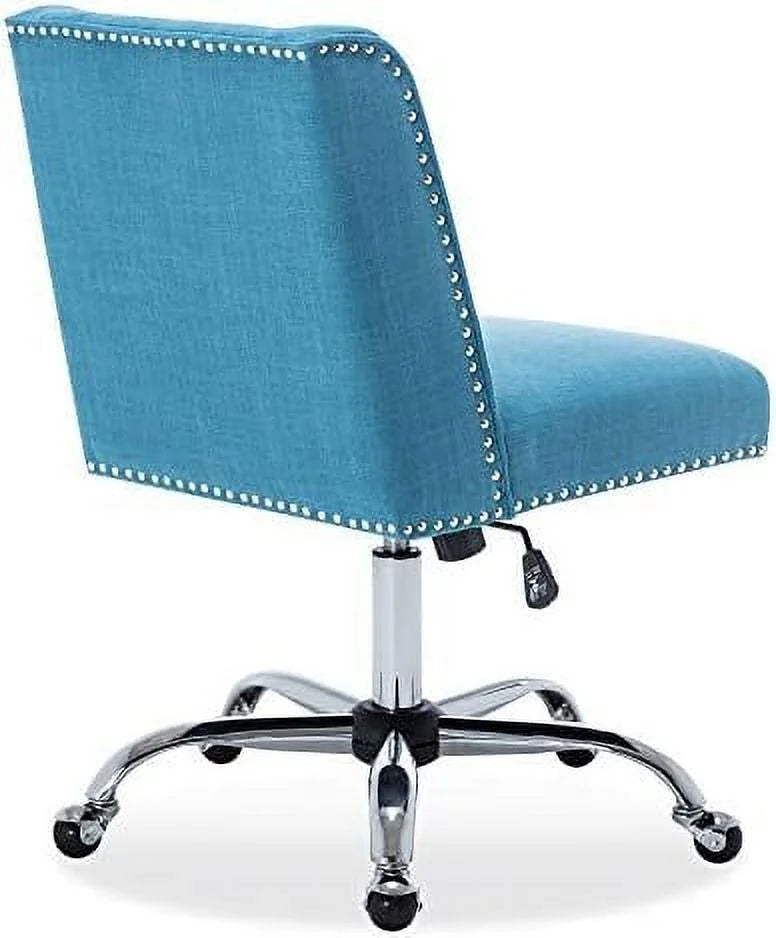 Blue Linen Upholstered Office Chair E129