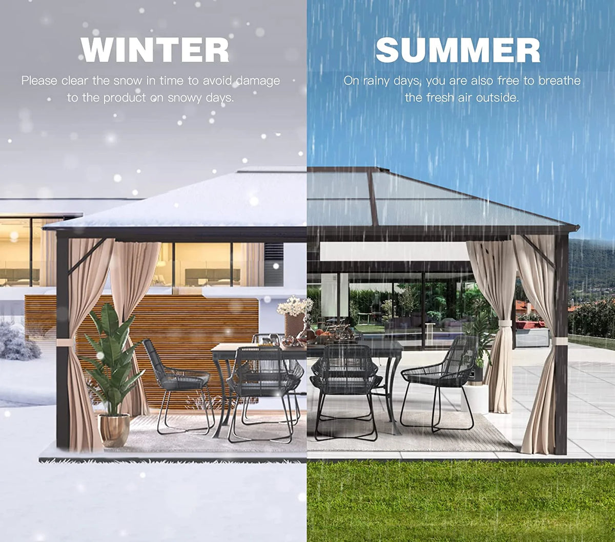 Brown 10 ft Hardtop Polycarbonate Gazebo A5103