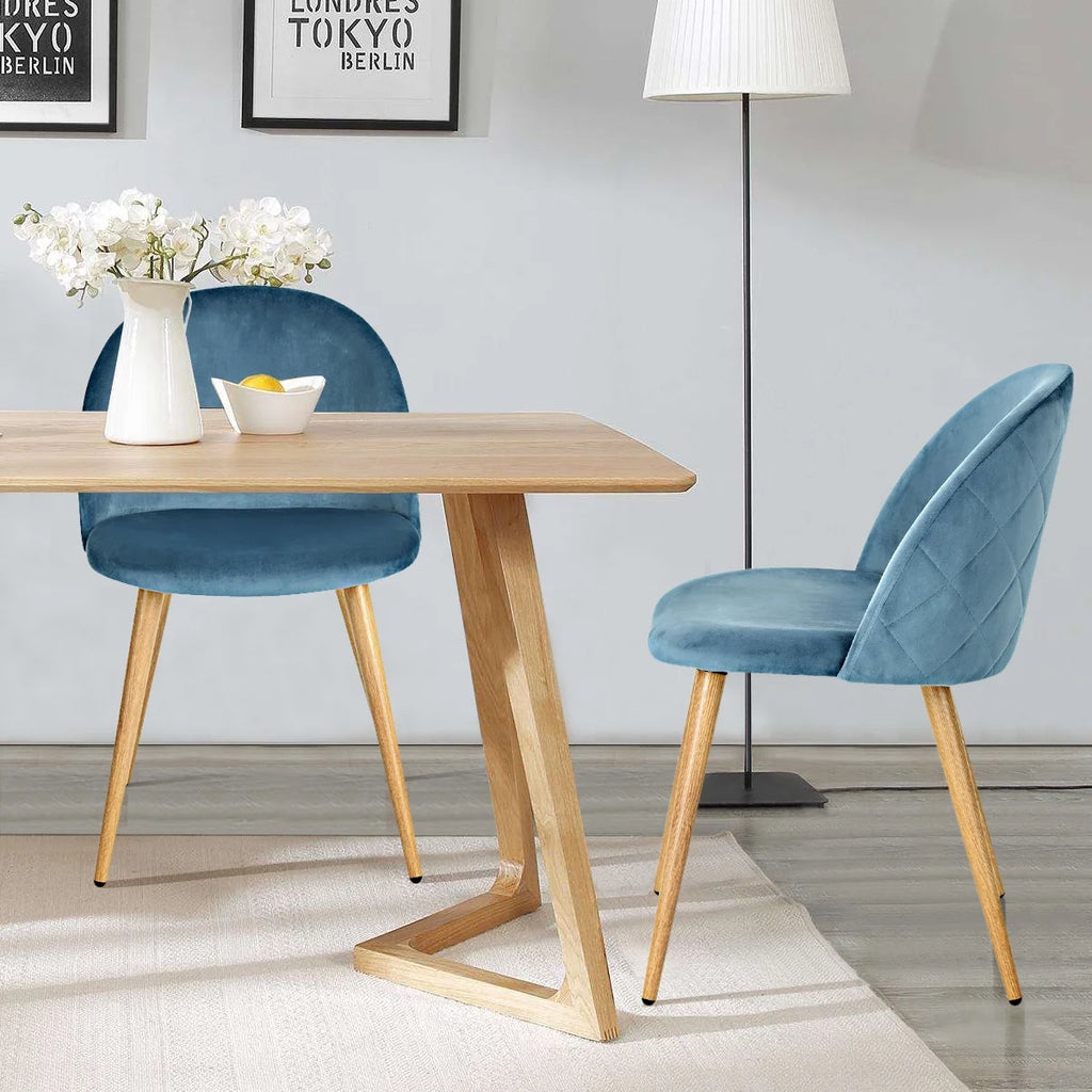 Velvet Dining Chairs Set of 2 with Backrest Blue J319024