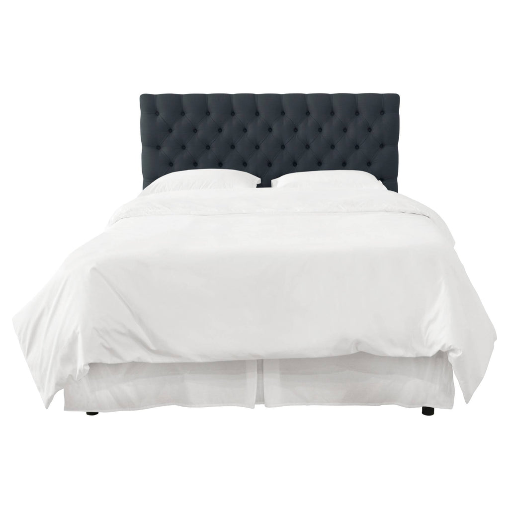 Twin Tufted Headboard Linen Ink Q7027