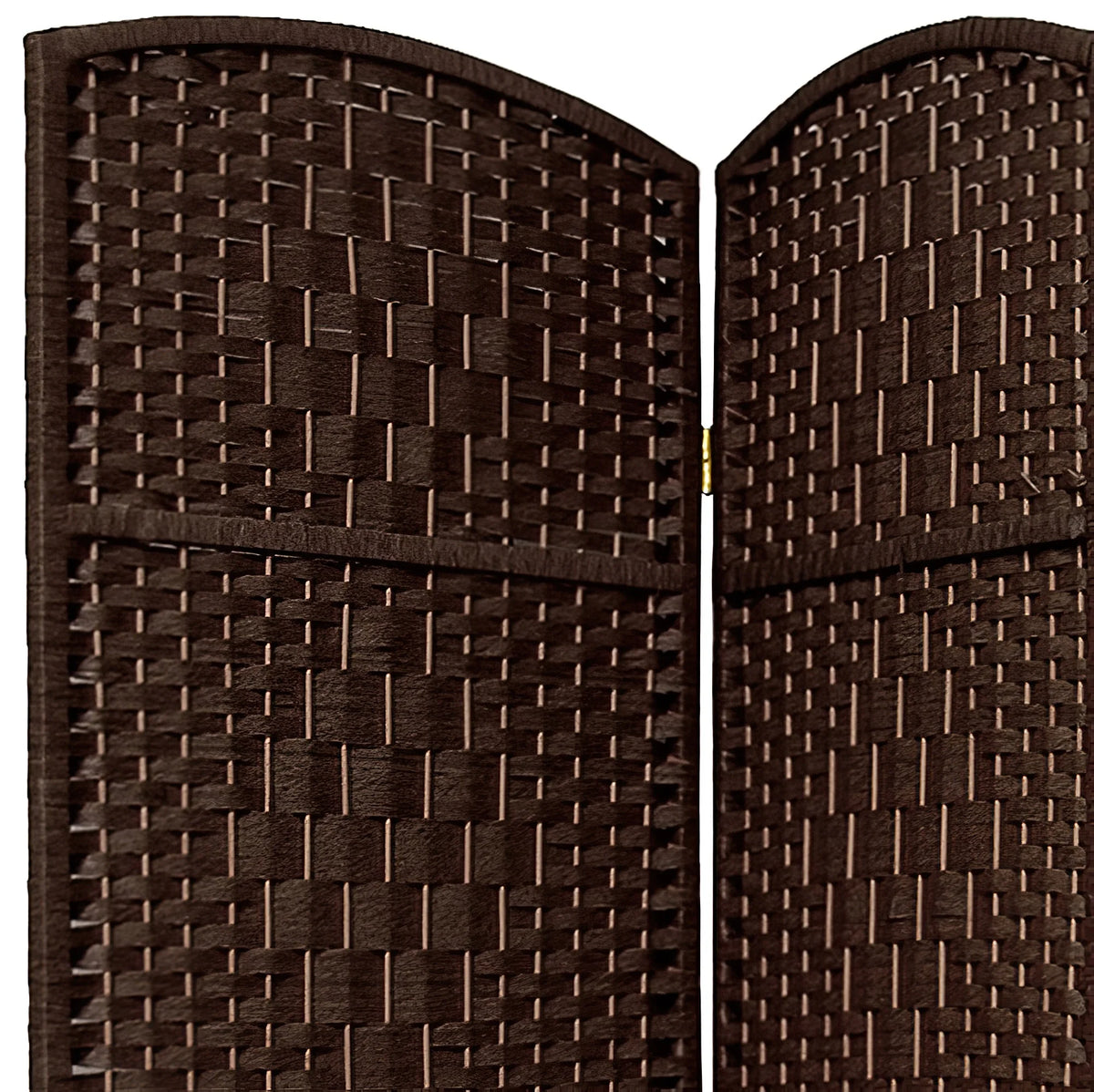 Handmade 7' Wood and Plant Fiber Room Divider 4 Panel Dark Mocha I28911