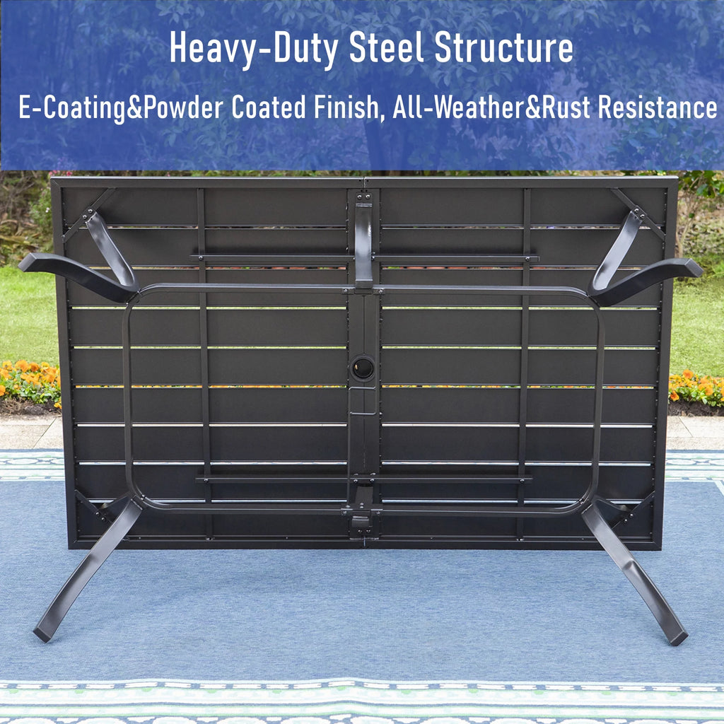 7-Piece Black Steel Patio Dining Set with 6 Armchairs and Table P156844