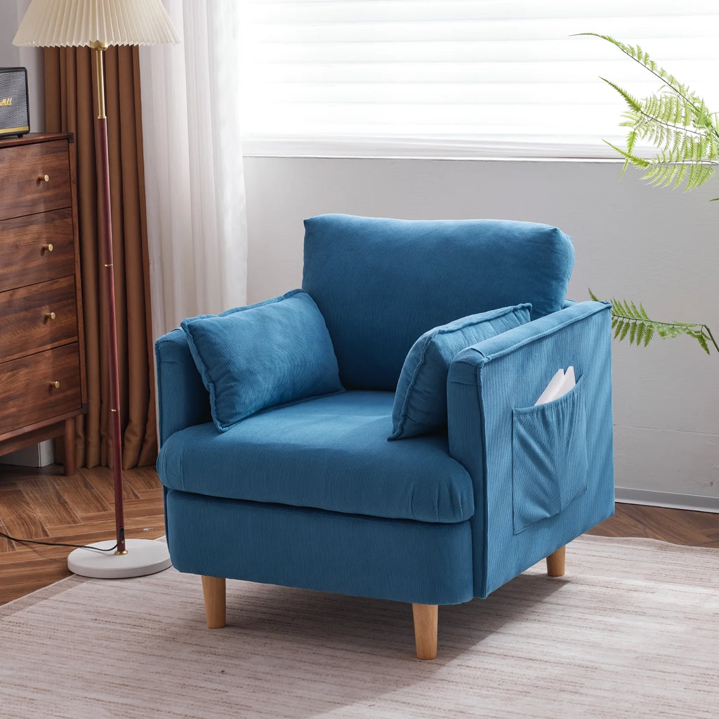 Modern Fabric Upholstered Armchair with 2 Pillow V180493