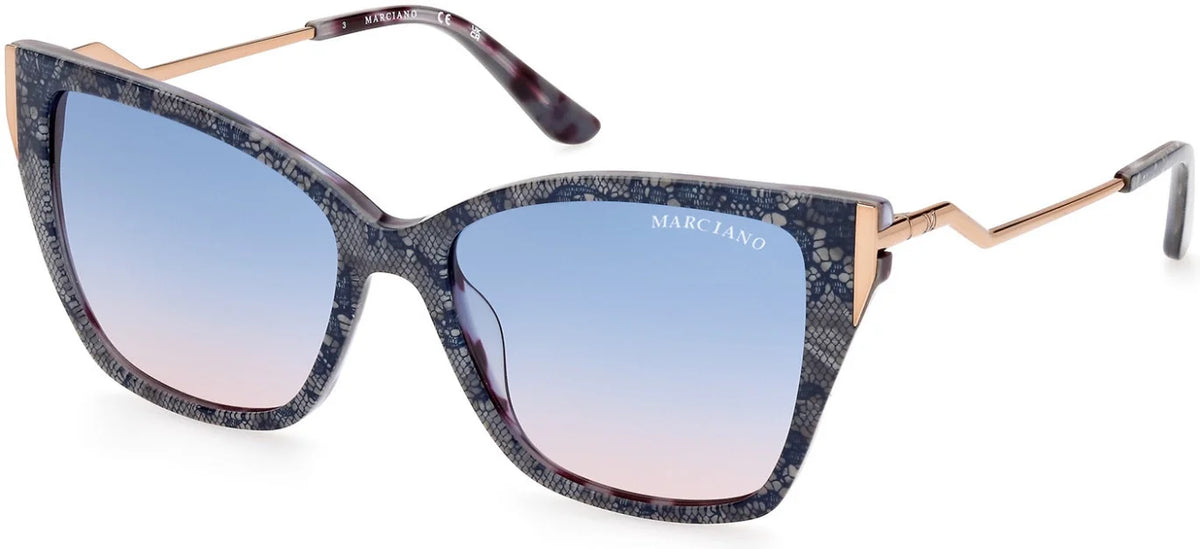 Blue Havana Shiny Rose Gold Sunglasses M666