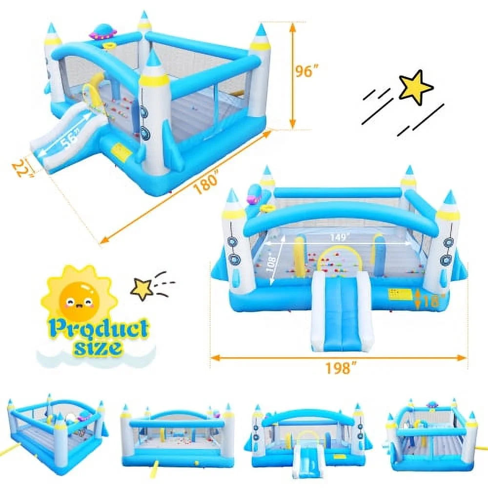 Inflatable Bouncer with Blower - 198" x 180" Play Area - 96" Tall Q16116