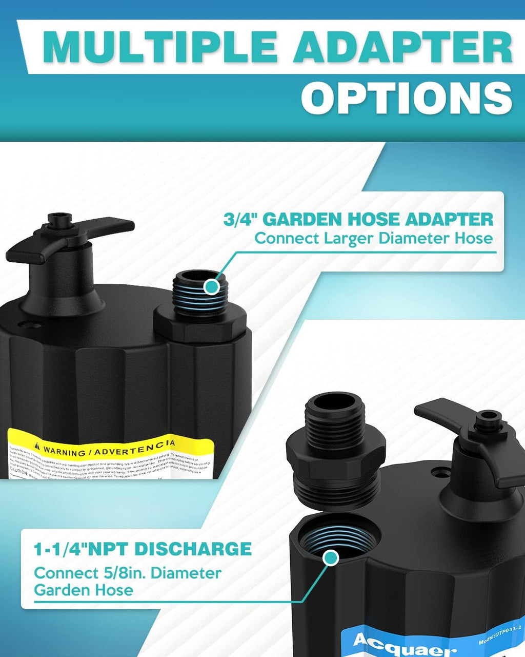 1/3 HP Submersible Thermoplastic Utility Pump with 10 ft Cord, Pack of 2 G9538