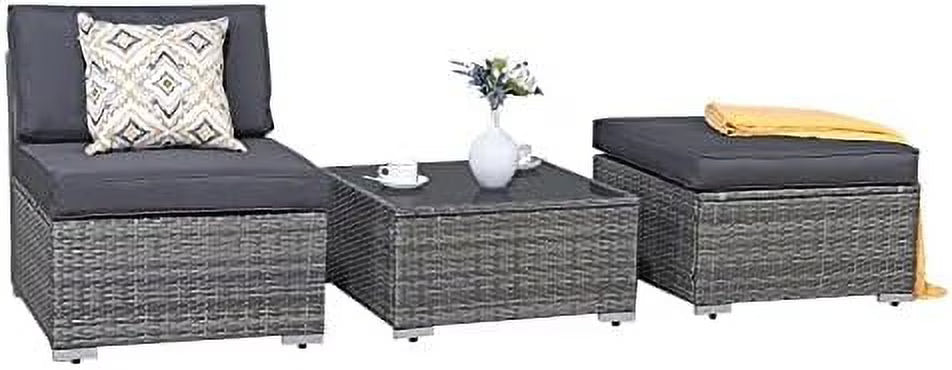 3 Piece Patio Sectional Sofa with Coffee Table B2625