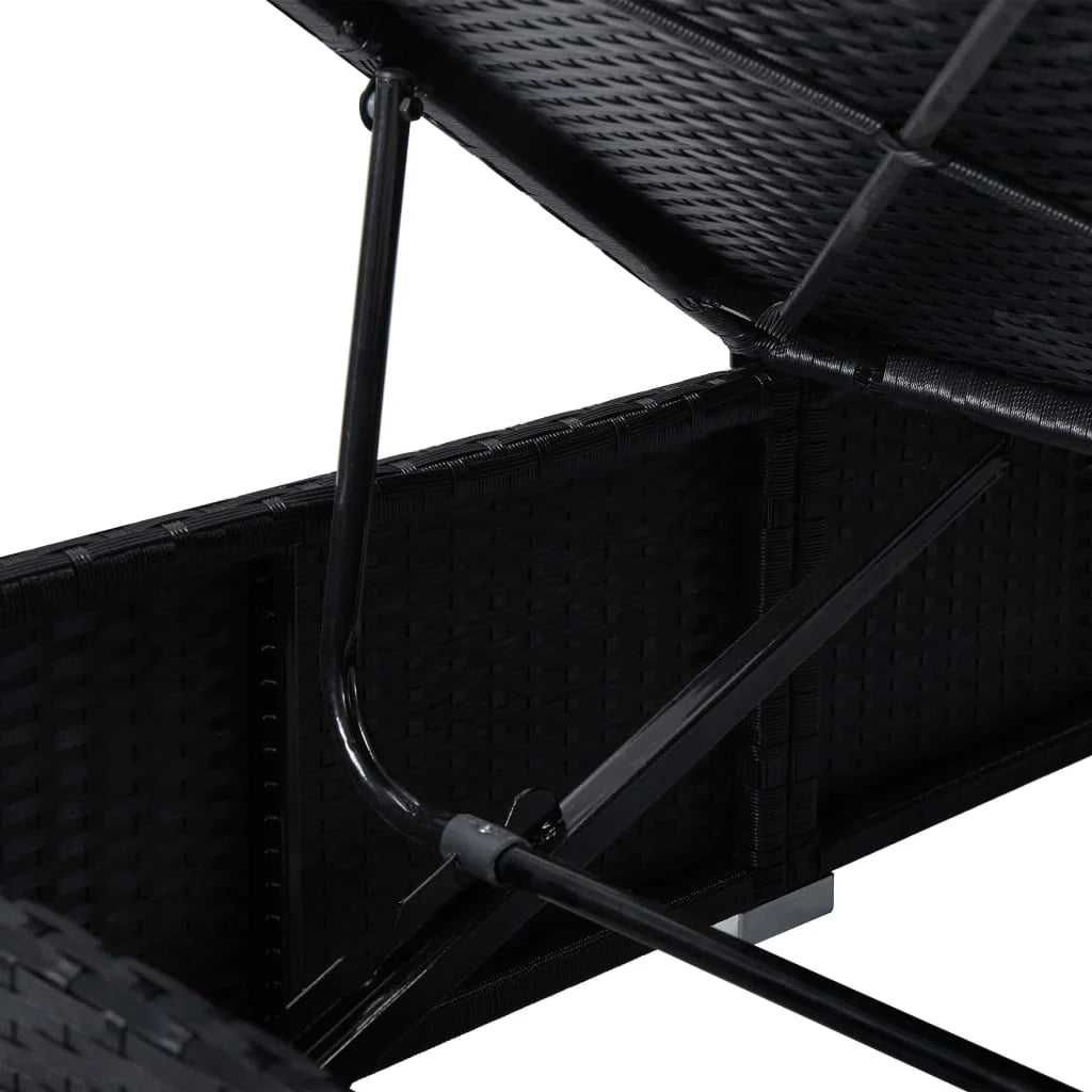 Black Poly Rattan Sun Lounger with Cushion S746266