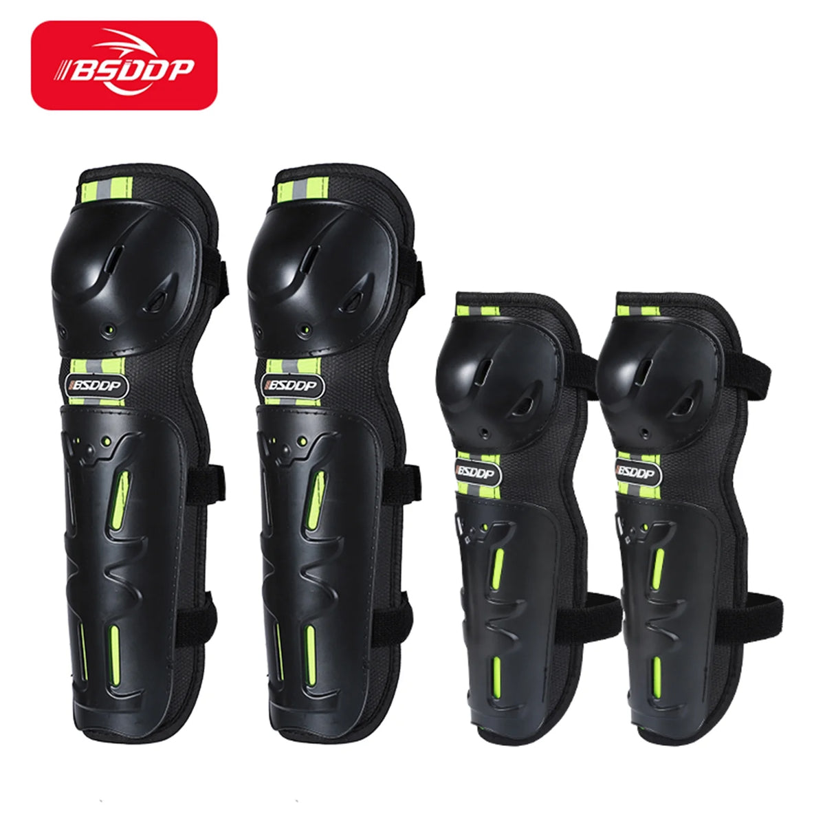 Motorcycle Knee Pads 4 Piece Set Elbow Knee Protection Reflective Breathable Protective Gear X720684
