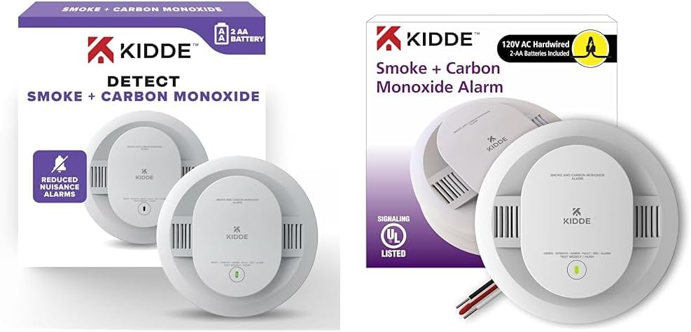 AA Battery Powered Hardwired Smoke Carbon Monoxide Detector F9791