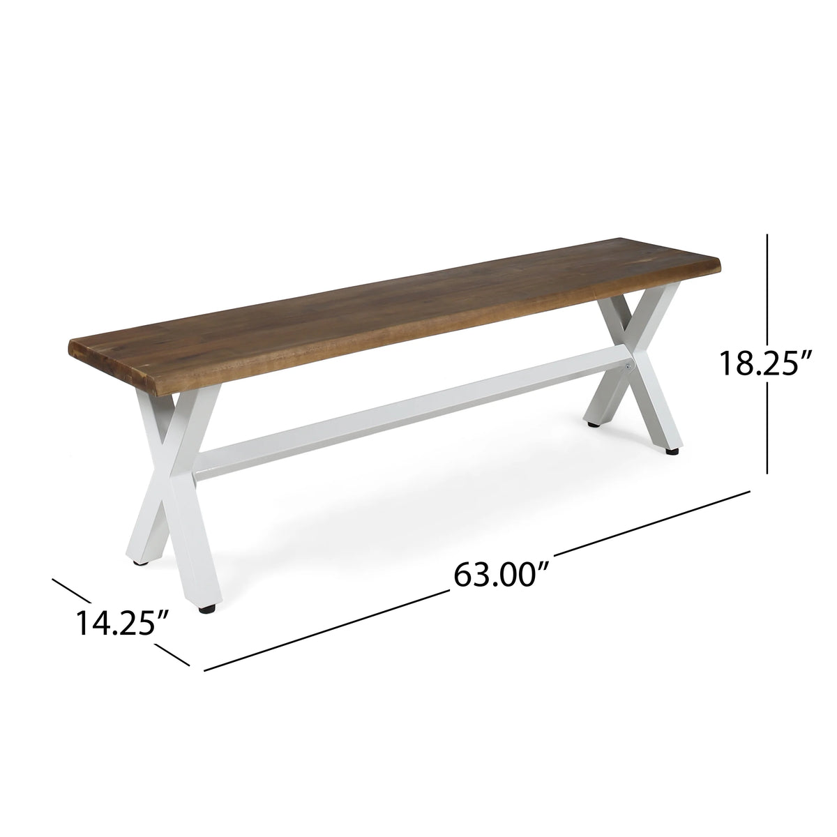 Acacia Wood Dining Bench with Iron Legs E581