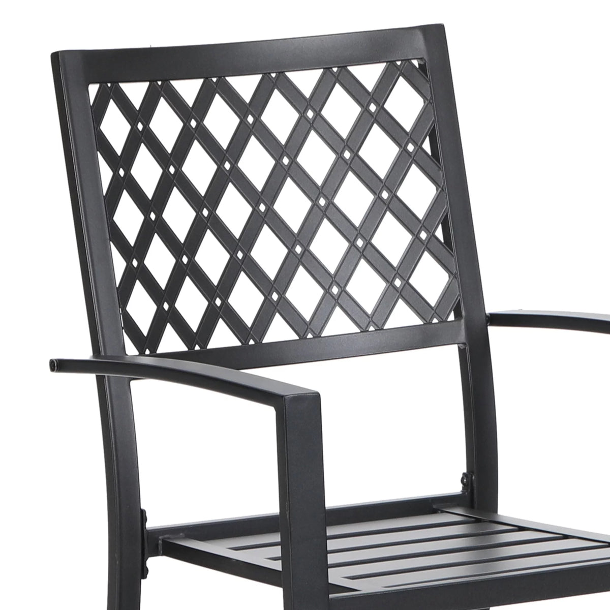 7-Piece Black Steel Patio Dining Set with 6 Armchairs and Table P156844