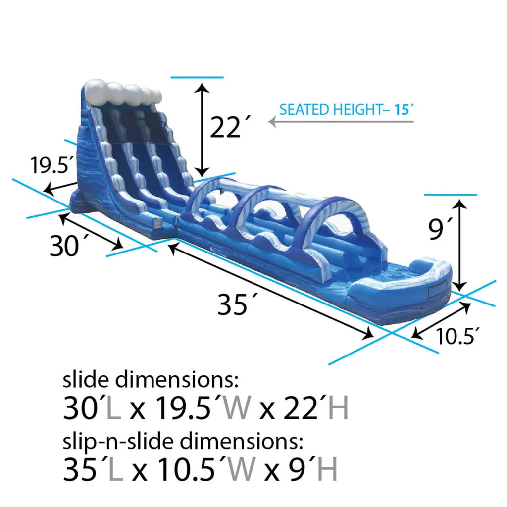 65' Commercial Inflatable Water Slide with Blower A9073