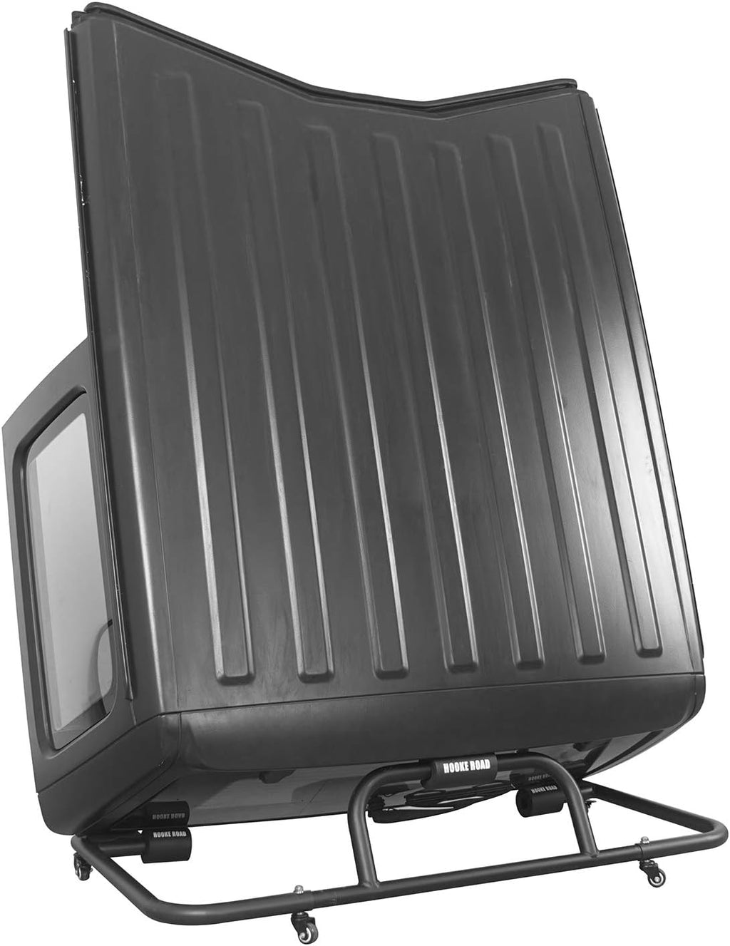 Hard Top Storage Rack Black Steel Sliding Cart with Wheels G36461