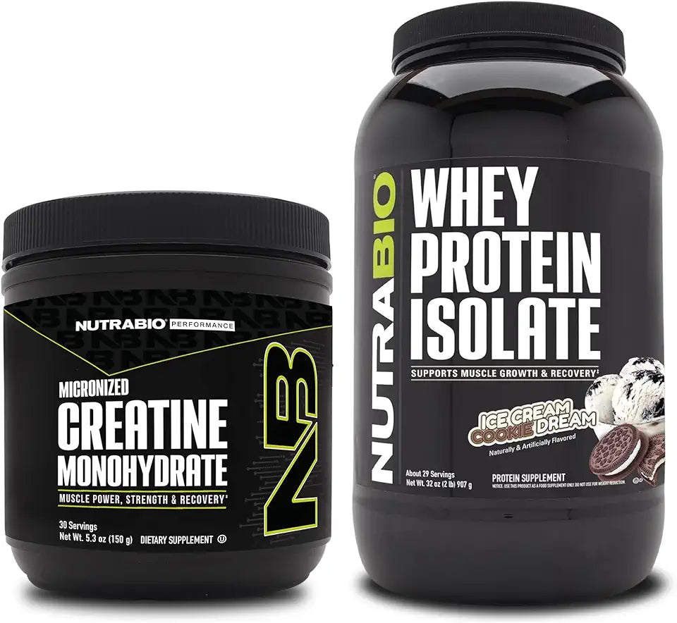 Unflavored Creatine Monohydrate and Whey Protein Isolate Supplement Bundle Z7998