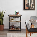 Rustic Mobile Kitchen Serving Cart Wood Metal Serving Trolley O748232