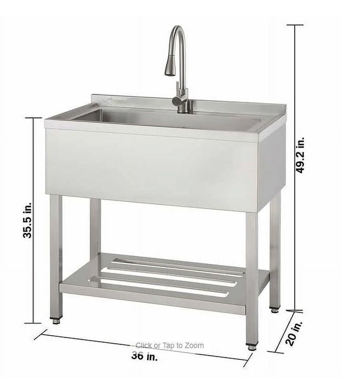 Stainless Steel Single Bowl Utility Sink with Pull-Out Faucet A793