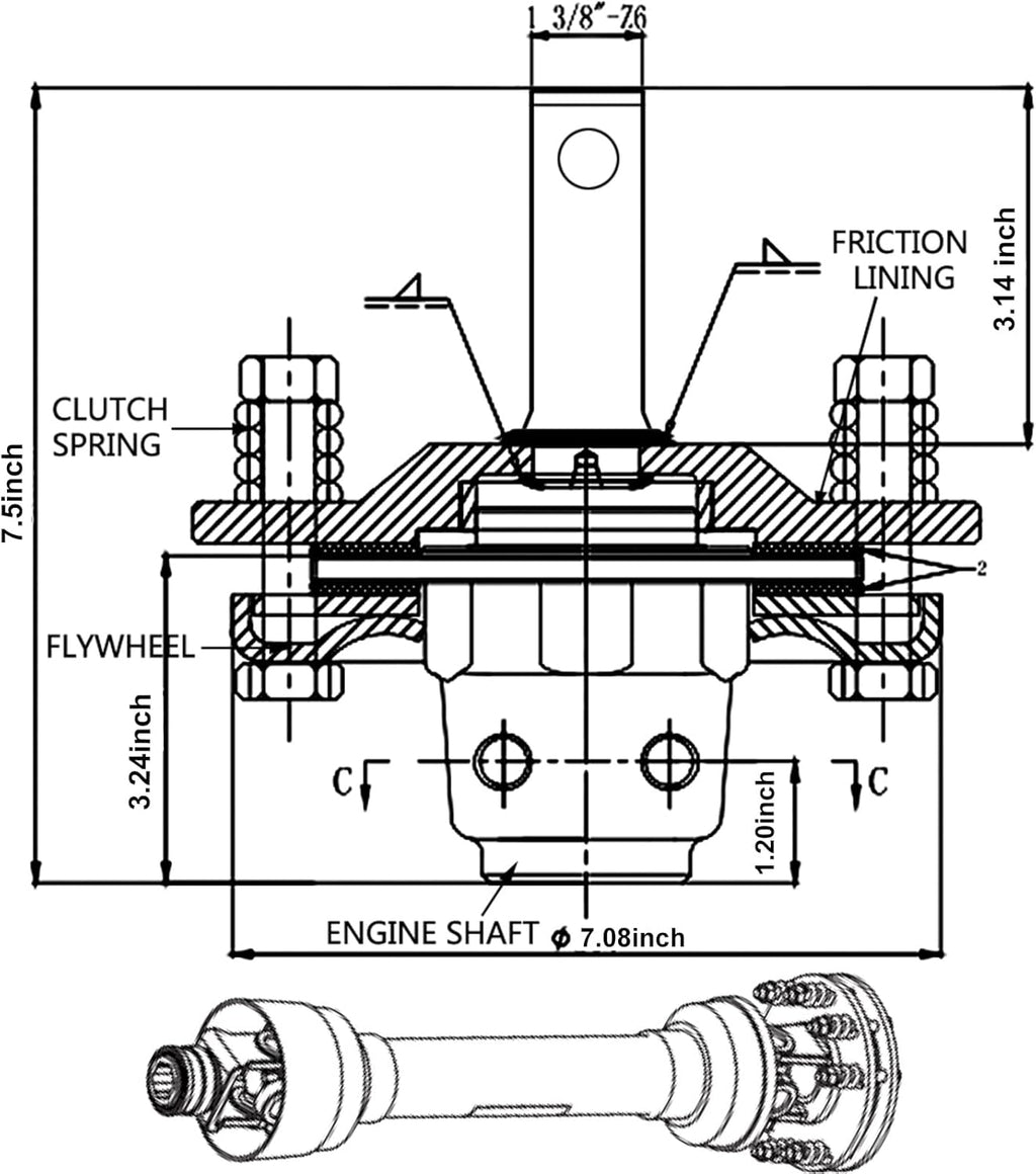 1 3/8 PTO Slip Clutch Carburized Steel Adjustable L1673