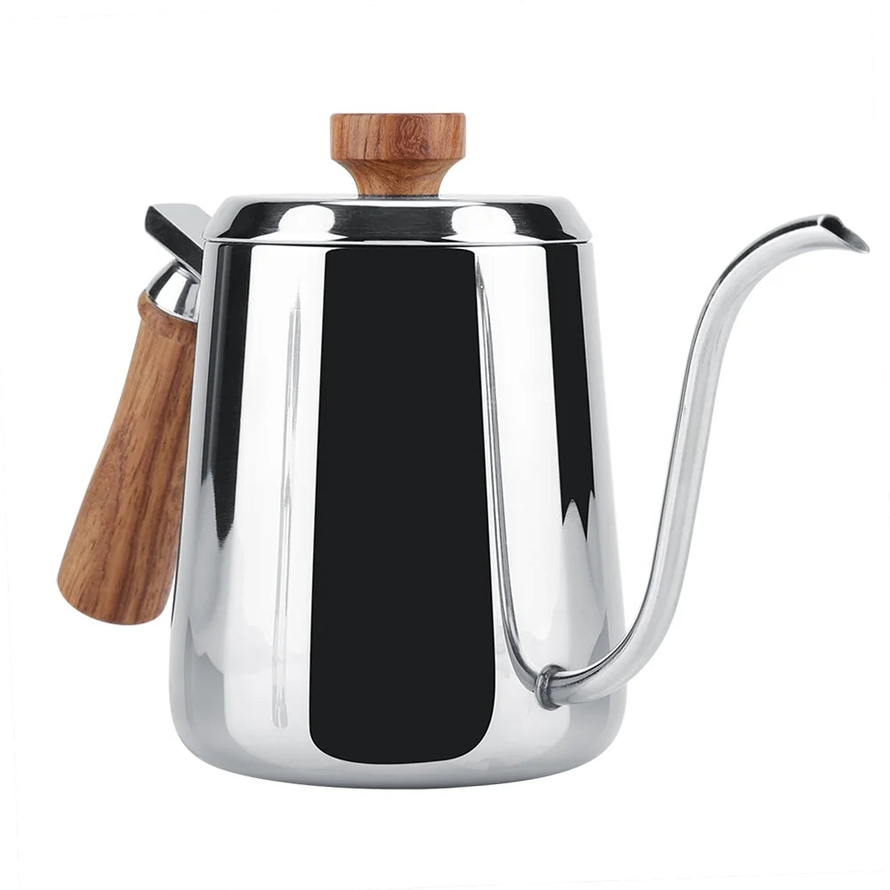 Stainless Steel Wooden Handle Gooseneck Coffee Kettle, 350ml Y441509