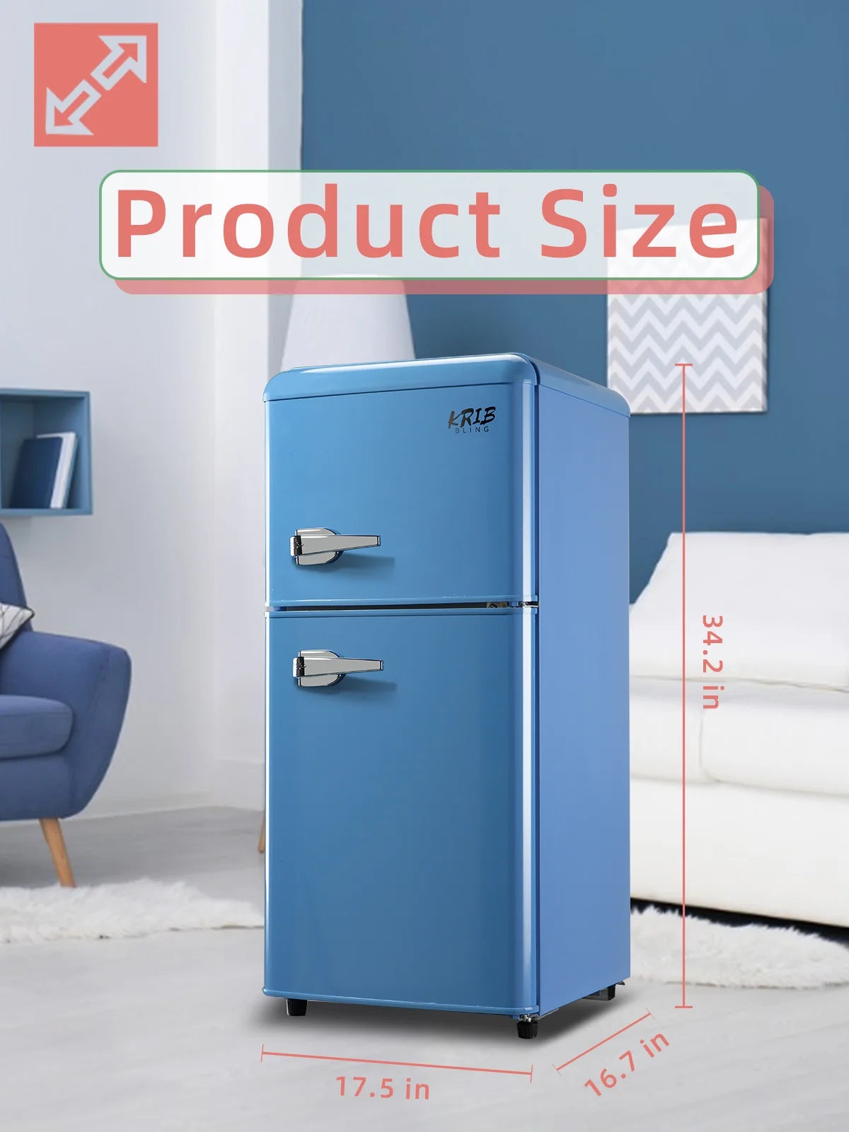Blue 3.5 Cu.ft Compact Mini Fridge with Freezer E274