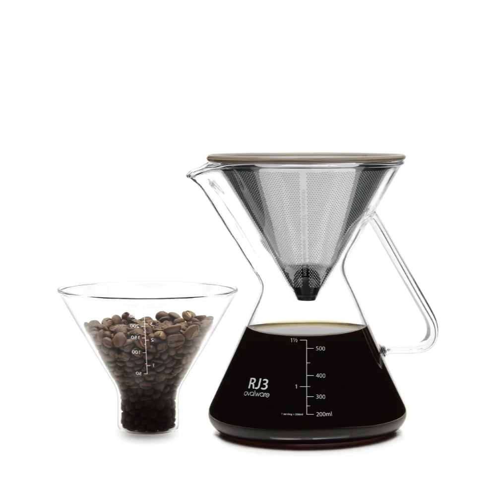 Pour-over Coffee Maker 17oz Stainless-Steel Filter Measuring Cup & Carafe U4199