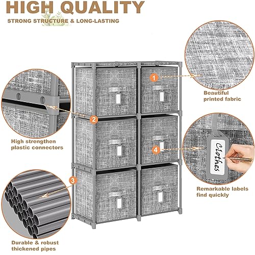 6 Printed Bins Cube Storage Organizer Shelf with Labels O23498