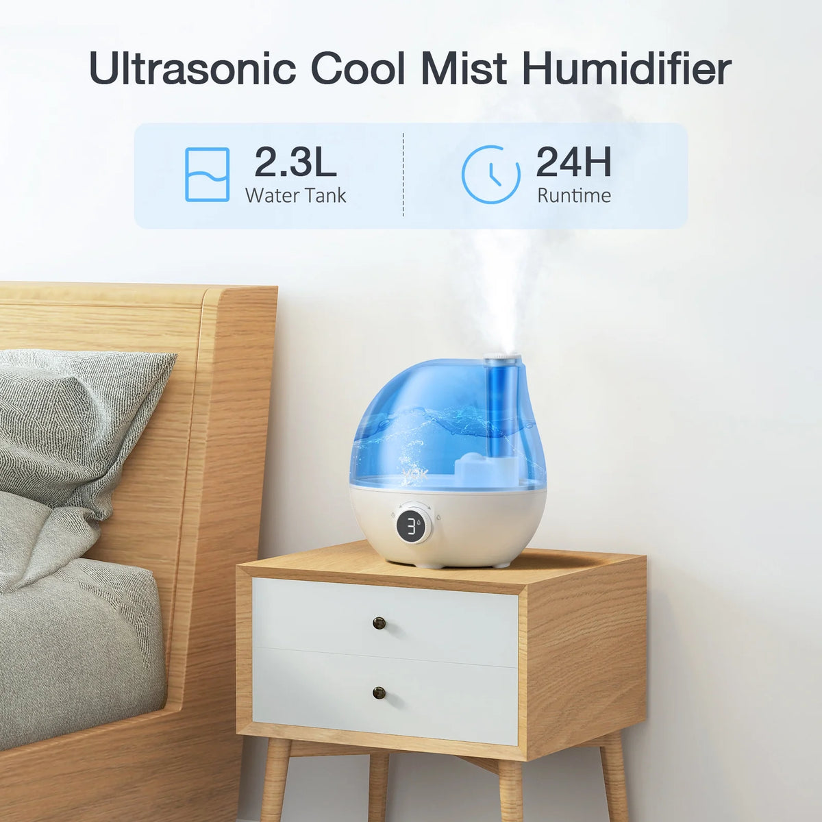 2.3L Ultrasonic Cool Mist Humidifier X606