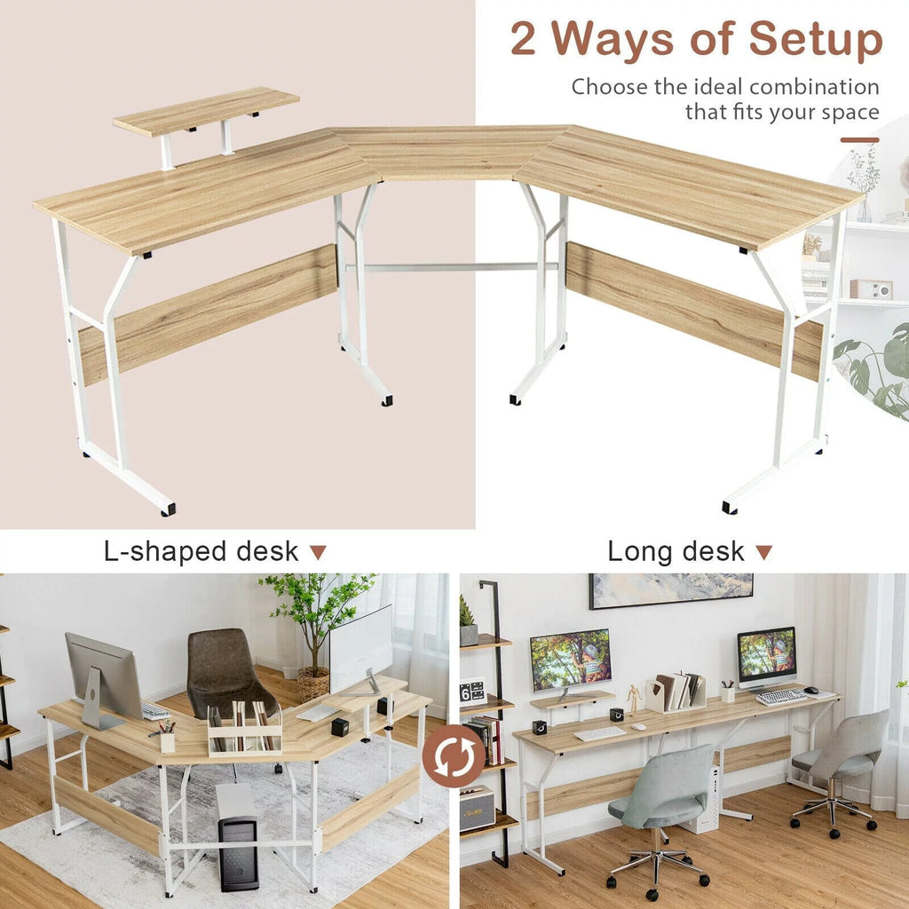 88.5" L Shaped Reversible Computer Desk U590675