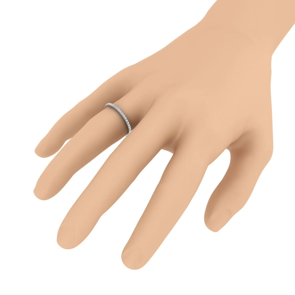 14K White Gold Half Eternity Diamond Wedding Band Ring P8475