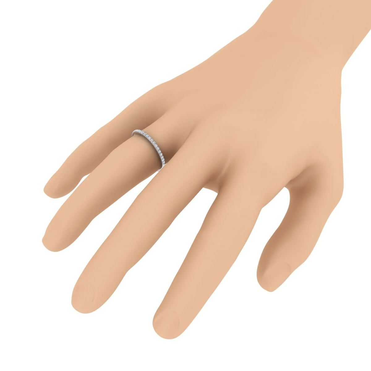 14K White Gold Half Eternity Diamond Wedding Band Ring P8475