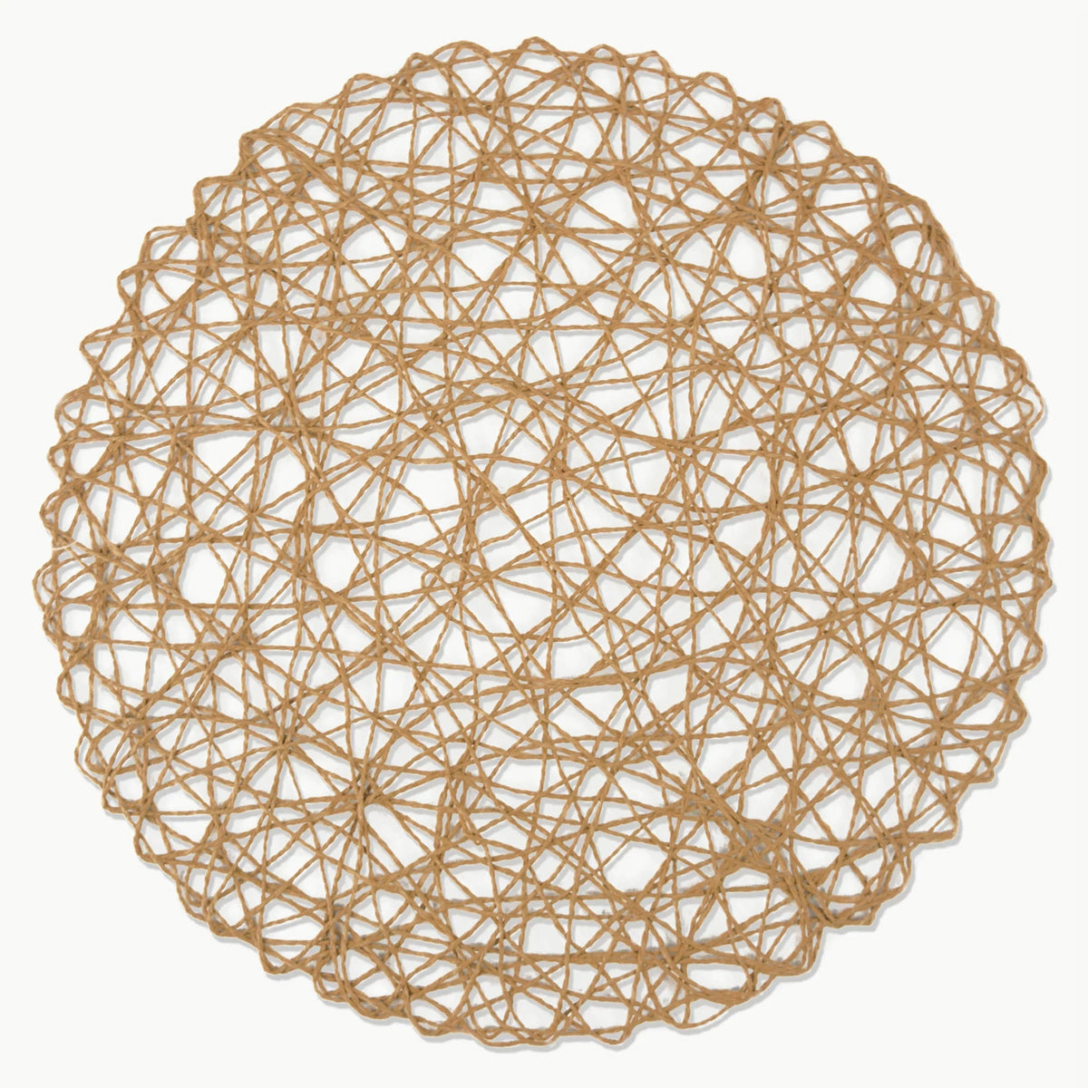 Set of 6 Taupe Brown Mesh Patterned Woven Round Placemats N391