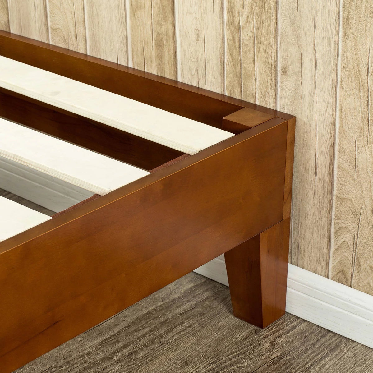 12" Wood Platform Bed Frame, Cherry, Full N4180